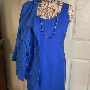 Jessica Howard Royal Mother Bride Evening Beaded 2 Piece Linen Sheath  Jacket 10